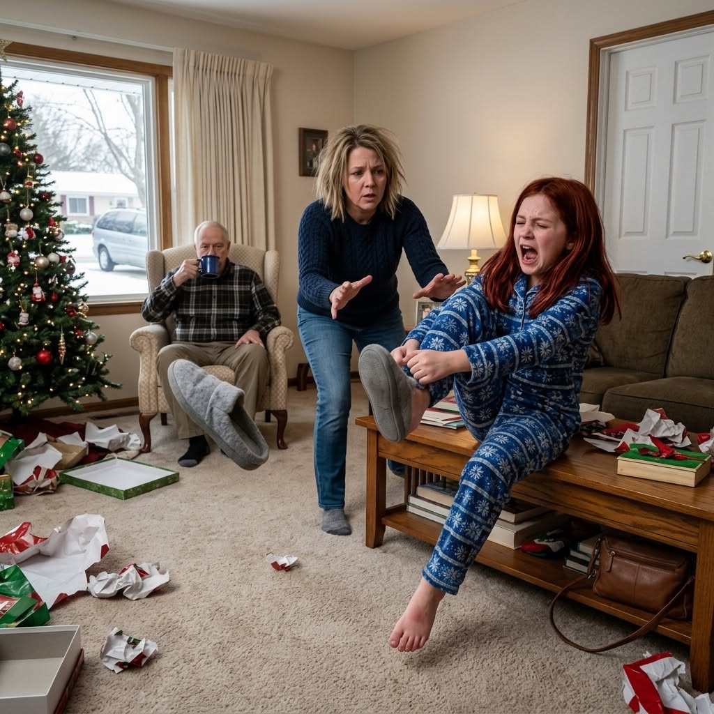 My father-in-law smiled as he told my daughter to try her Christmas gift.