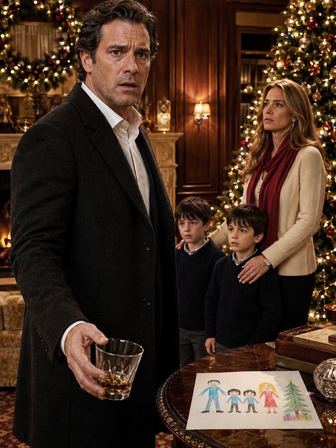 Lucas Everheart returned to a Christmas party after five years away and saw his ex-wife standing in the doorway with two little boys holding her hands.