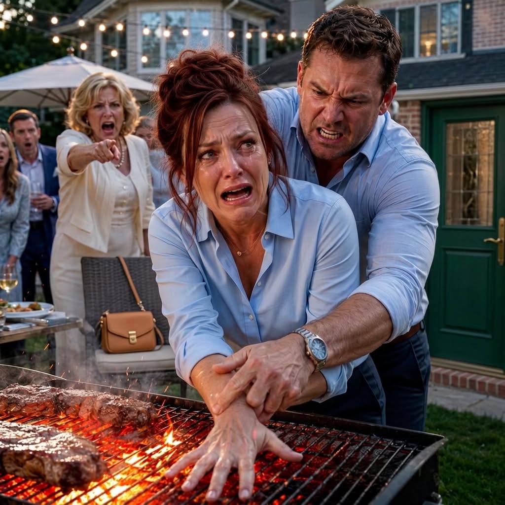 The smell of burned flesh hit me before the pain finished climbing my arm. Daniel’s hand was still crushing mine onto the glowing stove coil when his mother stepped over my collapsing body, plucked the wine bottle from the counter, and laughed, “She needs to learn her place.”