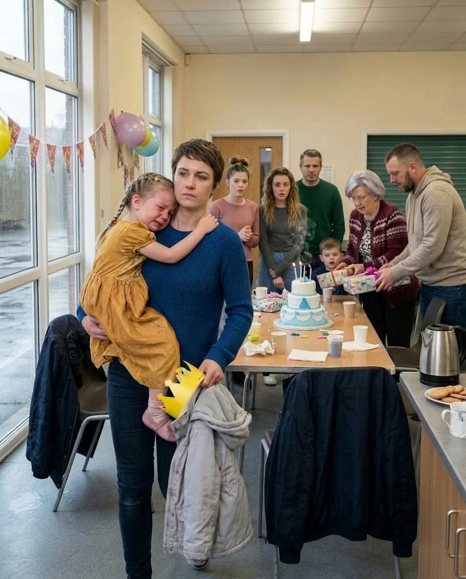 The community hall smelled of frosting, cleaning products, and the faint rubber scent of the bouncy castle in the corner.