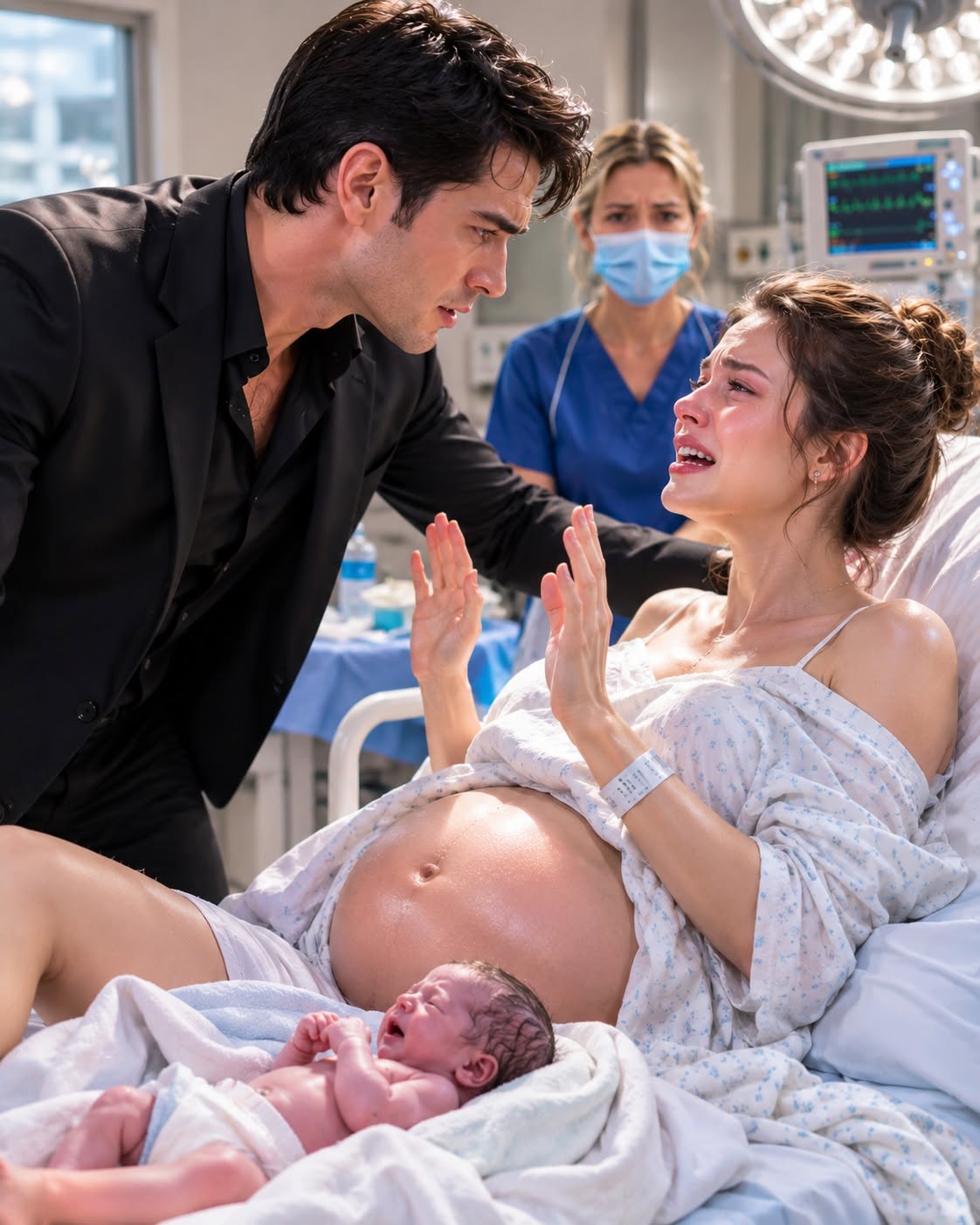 The first sound Alessandro Romano heard when he forced his way into the private maternity wing was not an alarm, not a guard shouting his name, and not the crack of glass from the door his men had just destroyed.