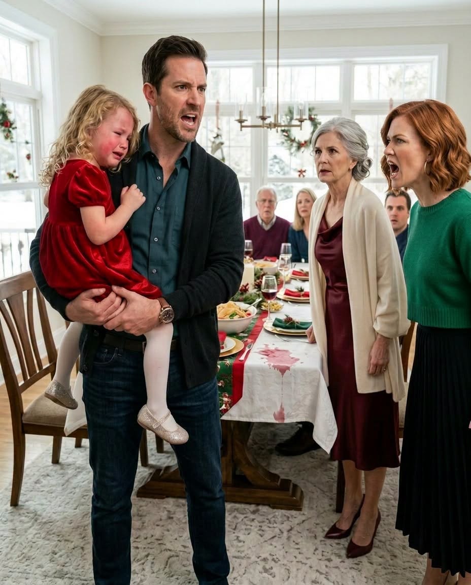 New At Christmas dinner, my six-year-old daughter, Lily, spilled cranberry juice across my mother-in-law’s white tablecloth.