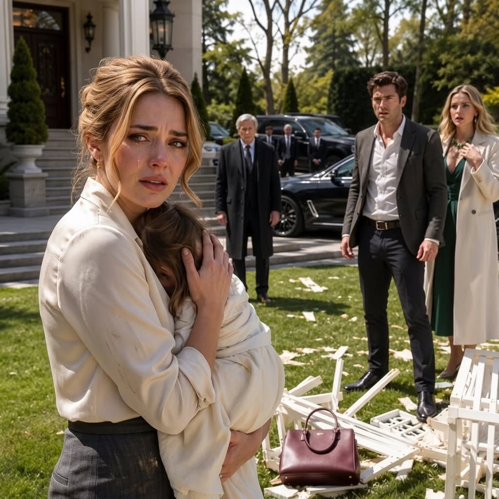 The crib hit the front lawn before I understood that my marriage was already dead. One second my newborn daughter was sleeping upstairs; the next, my husband was standing in the doorway with splintered white wood at his feet, telling us we no longer belonged in his house.  “Take the baby and leave, Claire