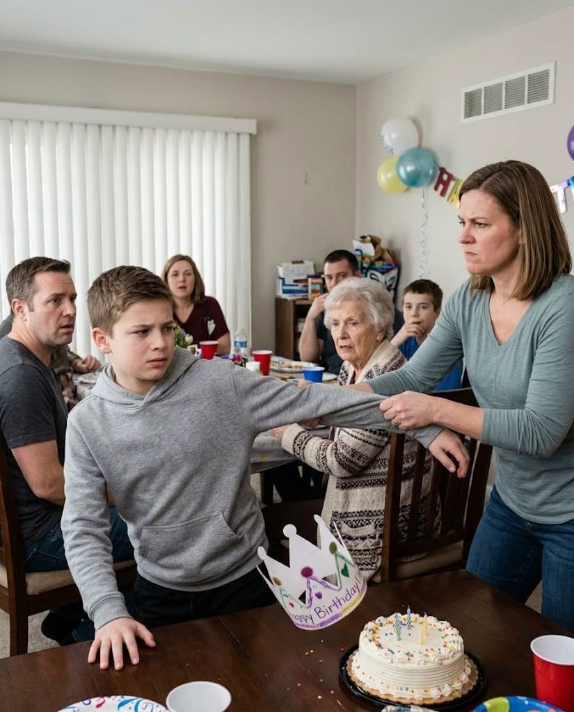At Grandma’s eightieth birthday, my sister dragged my foster son out of the family photo and said, “He doesn’t share our blood