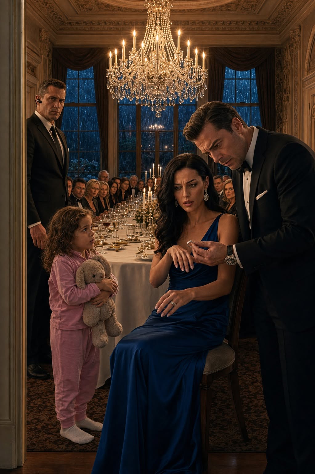 The little girl should never have been in the dining room. But the moment she pointed at my fiancée’s hand and said, “That ring belongs to my mommy,” thirty-two guests stopped breathing.