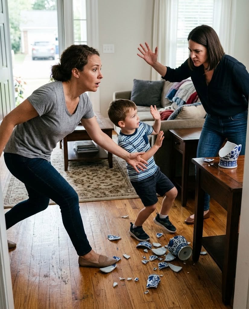 My son Caleb had backed into a narrow table in my sister Vanessa's living room. One second the vase was there.