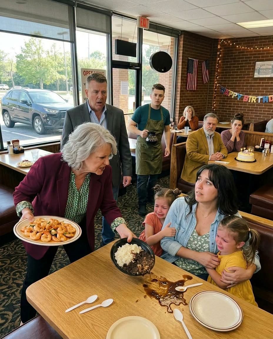 My mother-in-law pulled the shrimp straight from my daughters’ plates during a family celebration and sneered, “They can eat leftovers,” completely unaware that I had already prepared something that would leave the entire room speechless.