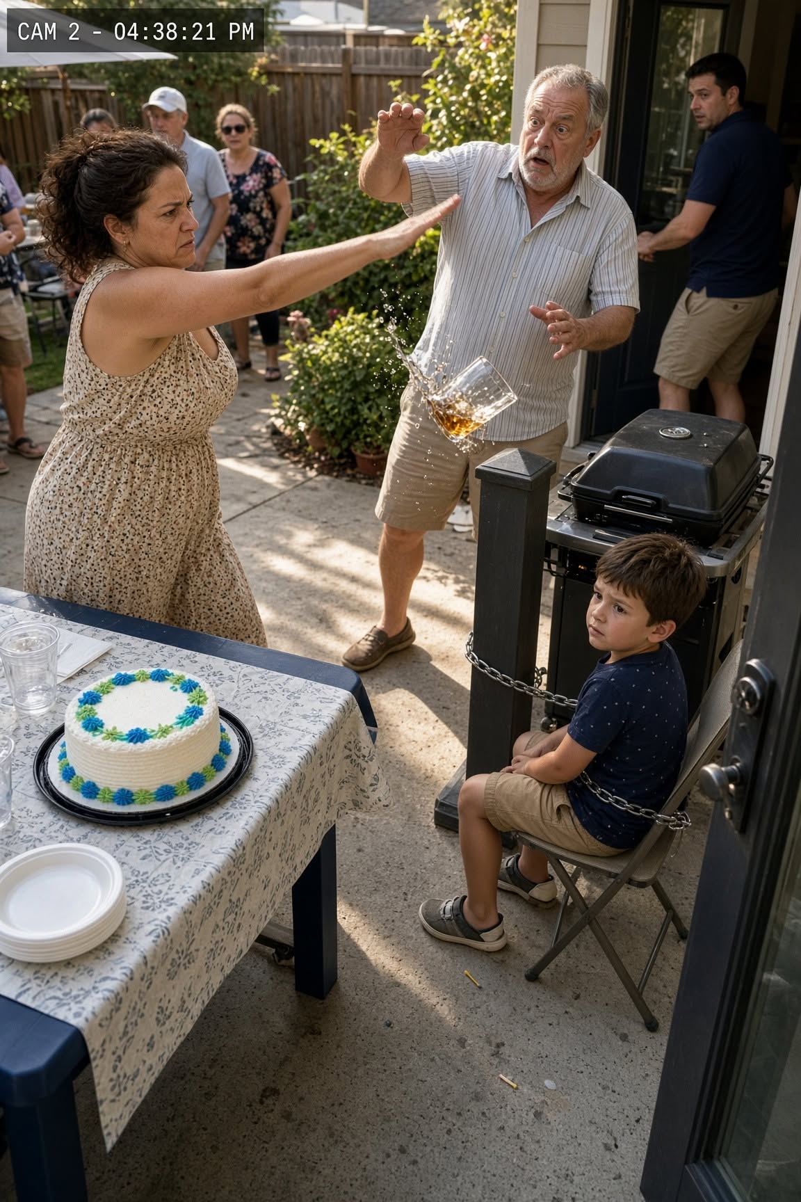 My six-year-old son was chained to the patio post while his grandfather, Cornelius, toasted his retirement inside and sneered, "at least call him what he is — a mistake."