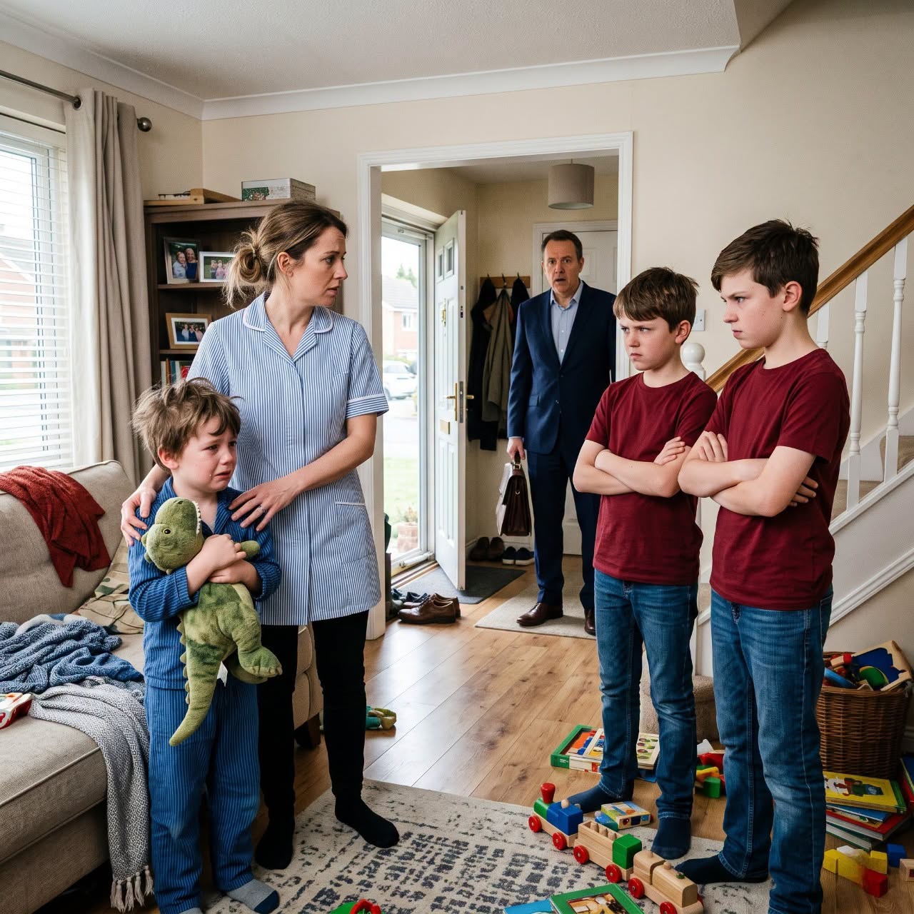 My Two Sons Mocked the Quiet Little Boy I Was Hired to Protect—Then Their Father Walked Through the Door and Suddenly Went Pale When He Realized the ‘Nanny’ Was Hiding the One Secret That Could Destroy His Perfect Family…”