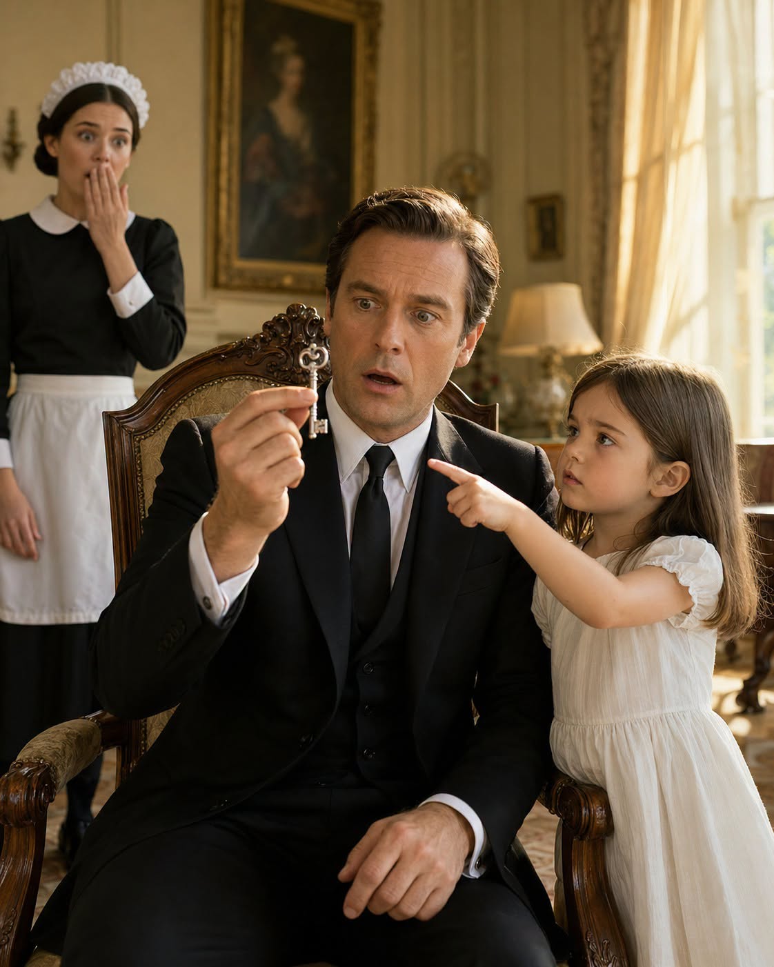 The poor maid’s daughter wouldn’t stop crying… until the millionaire held her. And what he saw…