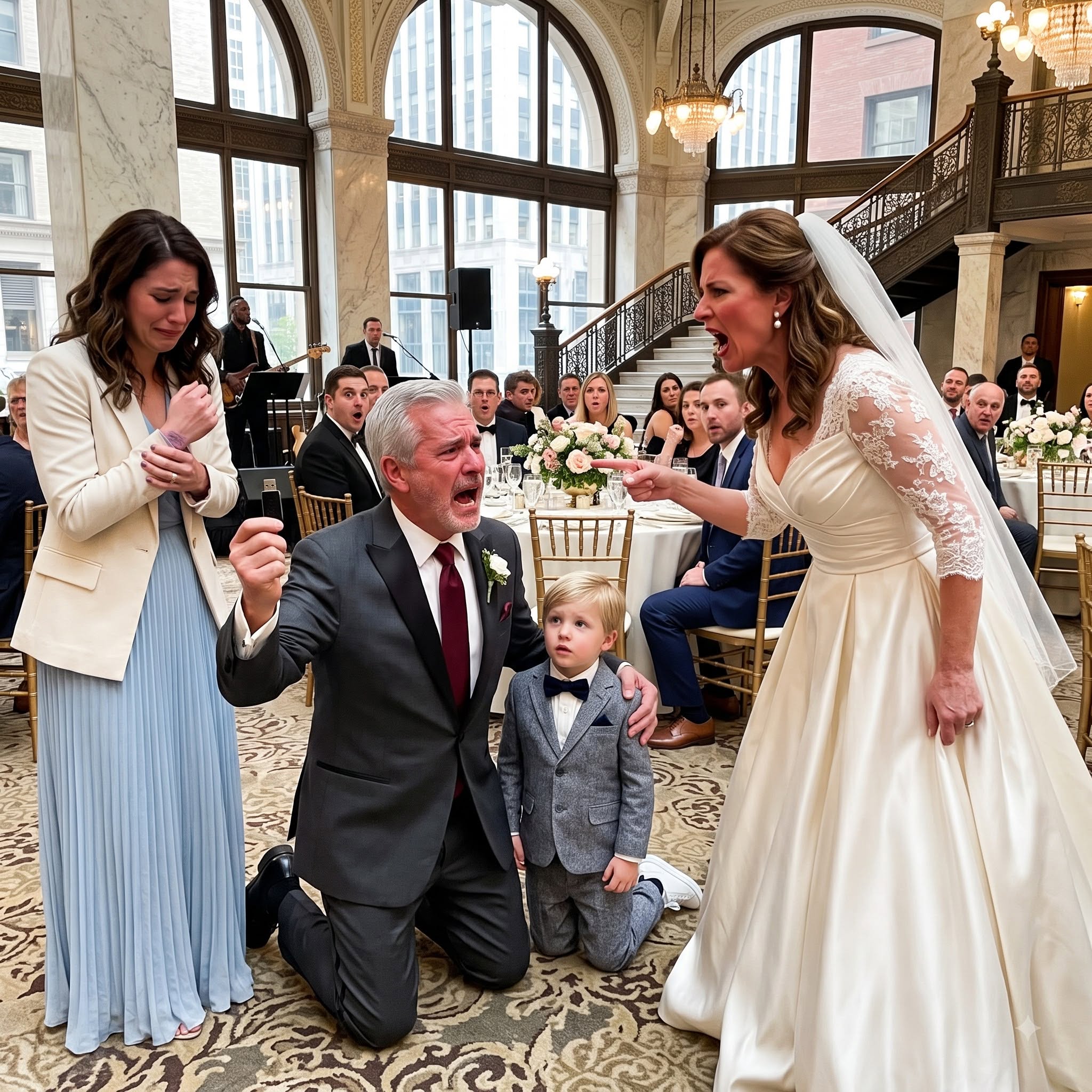 Ten minutes before I was supposed to walk down the aisle, my three-year-old grandson grabbed my hand so tightly that I stopped in the middle of the hotel corridor.