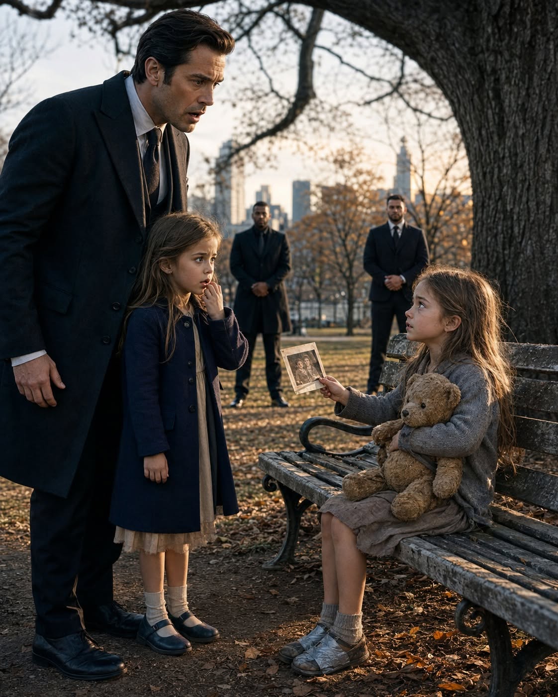 "Dad... that girl is my twin." The moment my daughter said those words, my entire world stopped. The little girl across the room had my late wife's green eyes, my daughter's face, and a secret that proved someone I trusted had hidden the truth from me for seven long years.