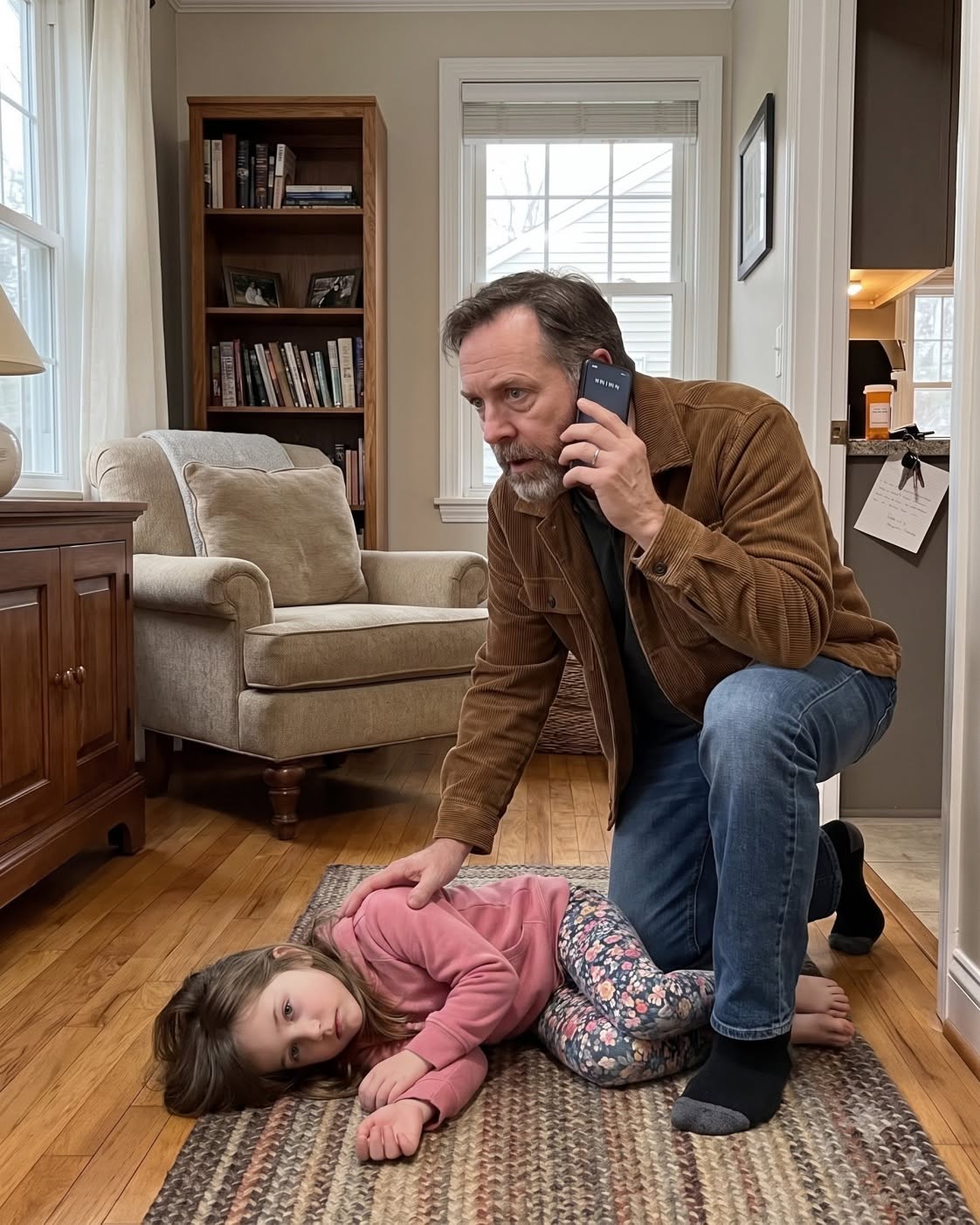At 1:58 in the morning, my eight-year-old granddaughter called me barely able to whisper, and twenty minutes later I found her burning with fever on the floor of an empty house