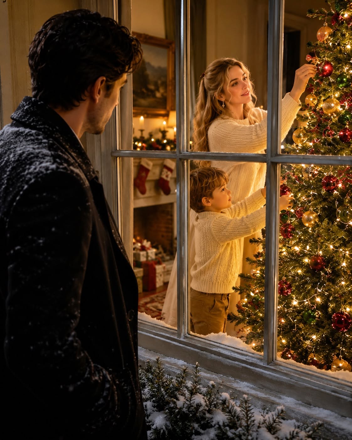 The headlights swept across the snow-dusted lawn, casting long, menacing shadows through the living room window. A sleek black SUV crept past the driveway before coming to a halt at the edge of the curb.