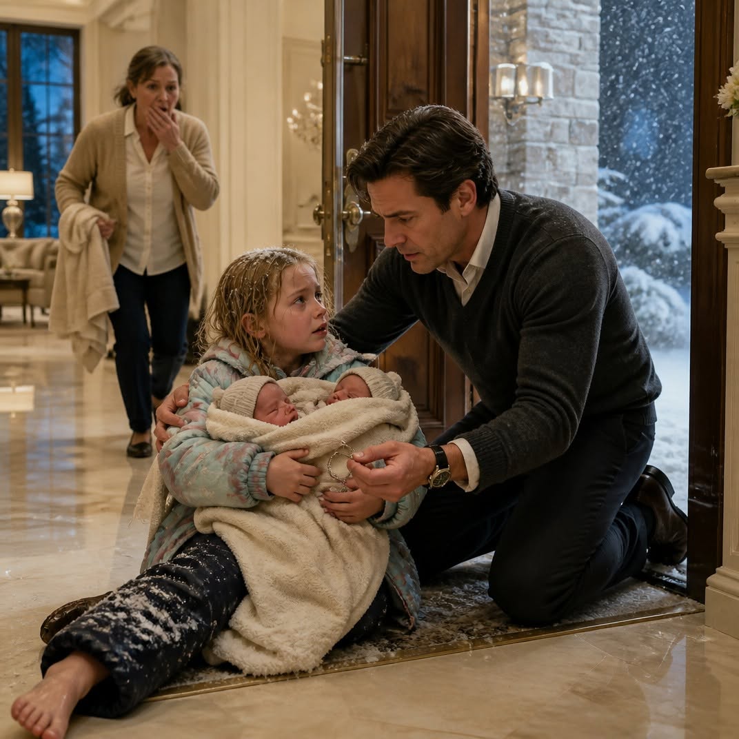New Five-year-old Lily Carter reached my mountain house barefoot in a blizzard, carrying her infant twin brothers inside a soaked blanket.