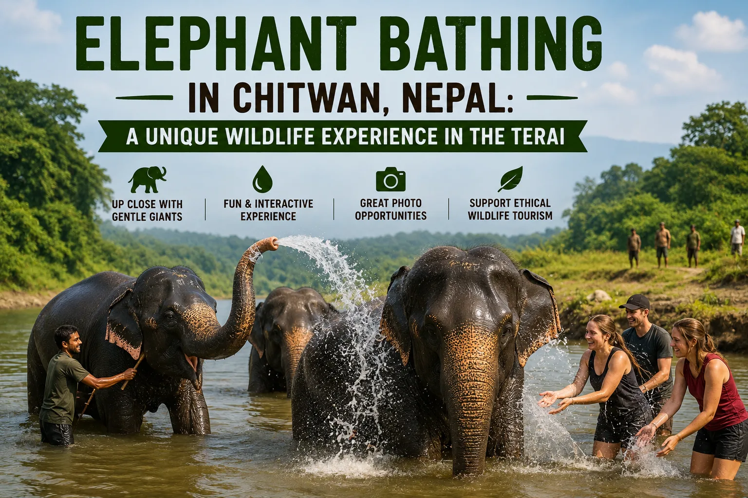 Elephant Bathing in Chitwan, Nepal: A Unique Wildlife Experience in the Terai