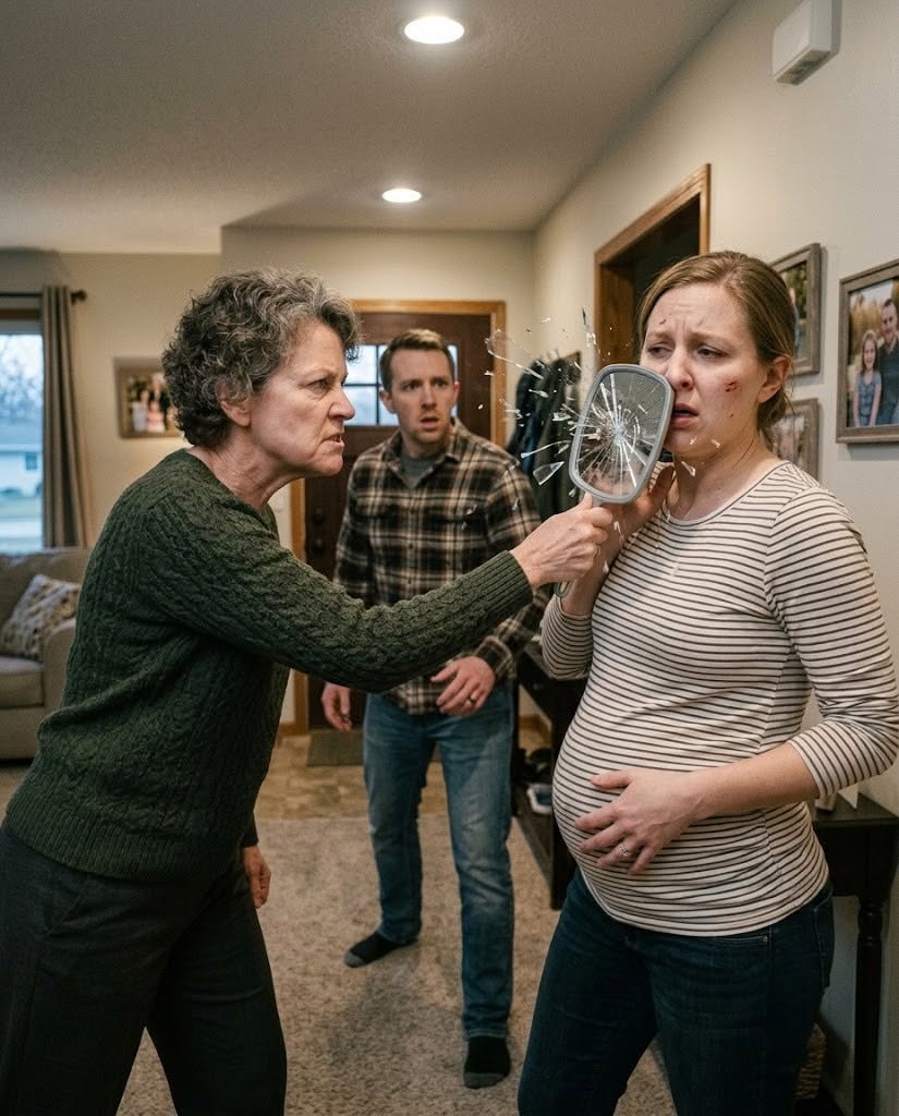 THE MOTHER-IN-LAW SMASHED A MIRROR ACROSS HER PREGNANT FACE TO FRAME HER