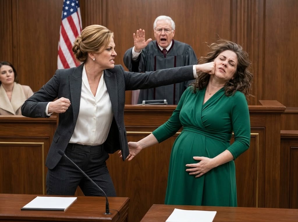 The Cheating Husband’s Mistress Slapped Me in Court While I Was Eight Months Pregnant—Then My Lawyer Opened One Red Folder and the Judge Screamed, “Lock the Doors and Handcuff Them Both