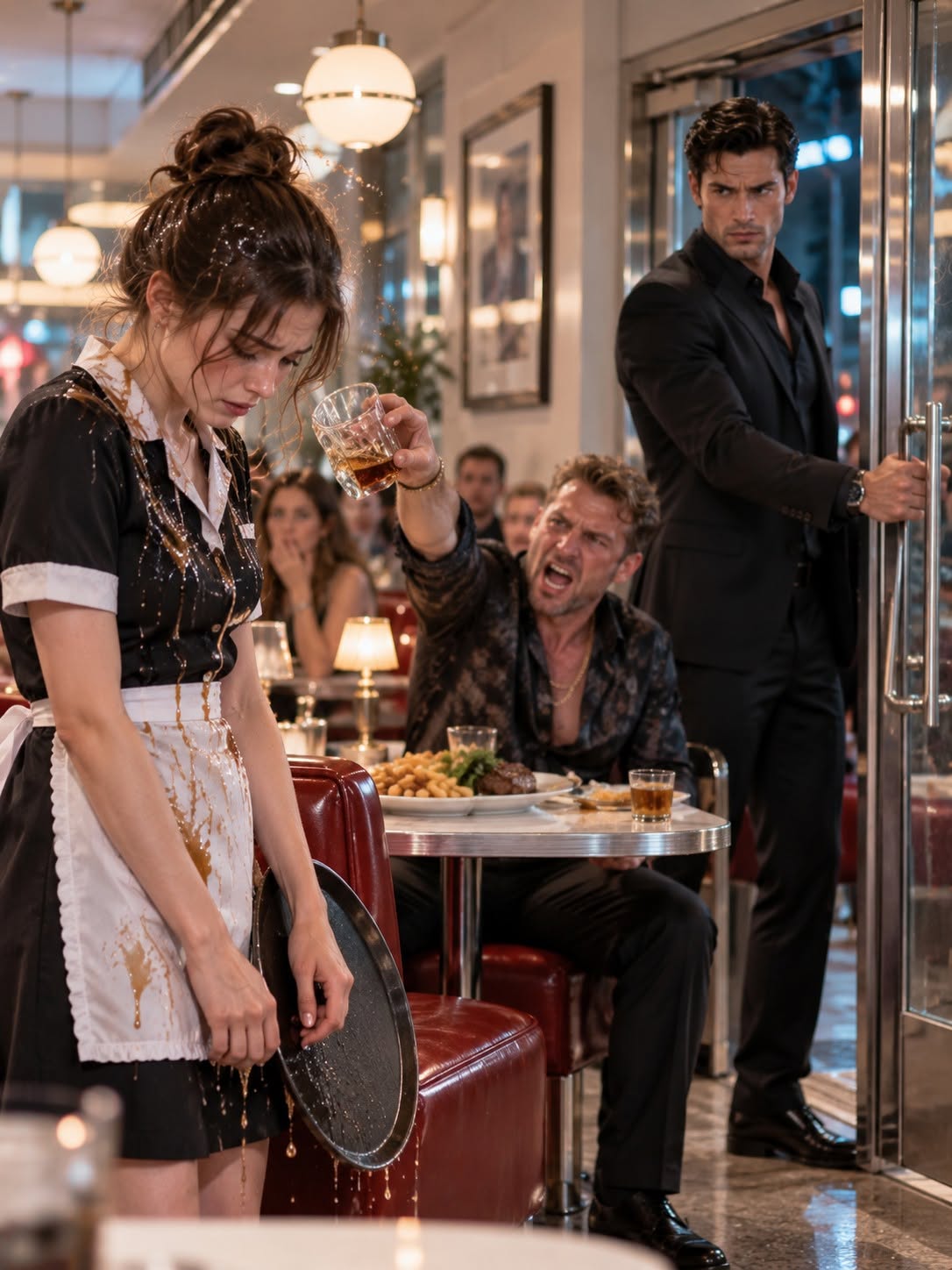 The Drunk Thug Threw His Drink at the Innocent Waitress