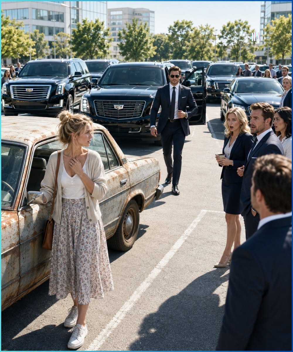 They Laughed at Her Rusty Car Every Morning Until Her Fiancé Arrived With a Fleet That Shut Down the Entire Parking Lot