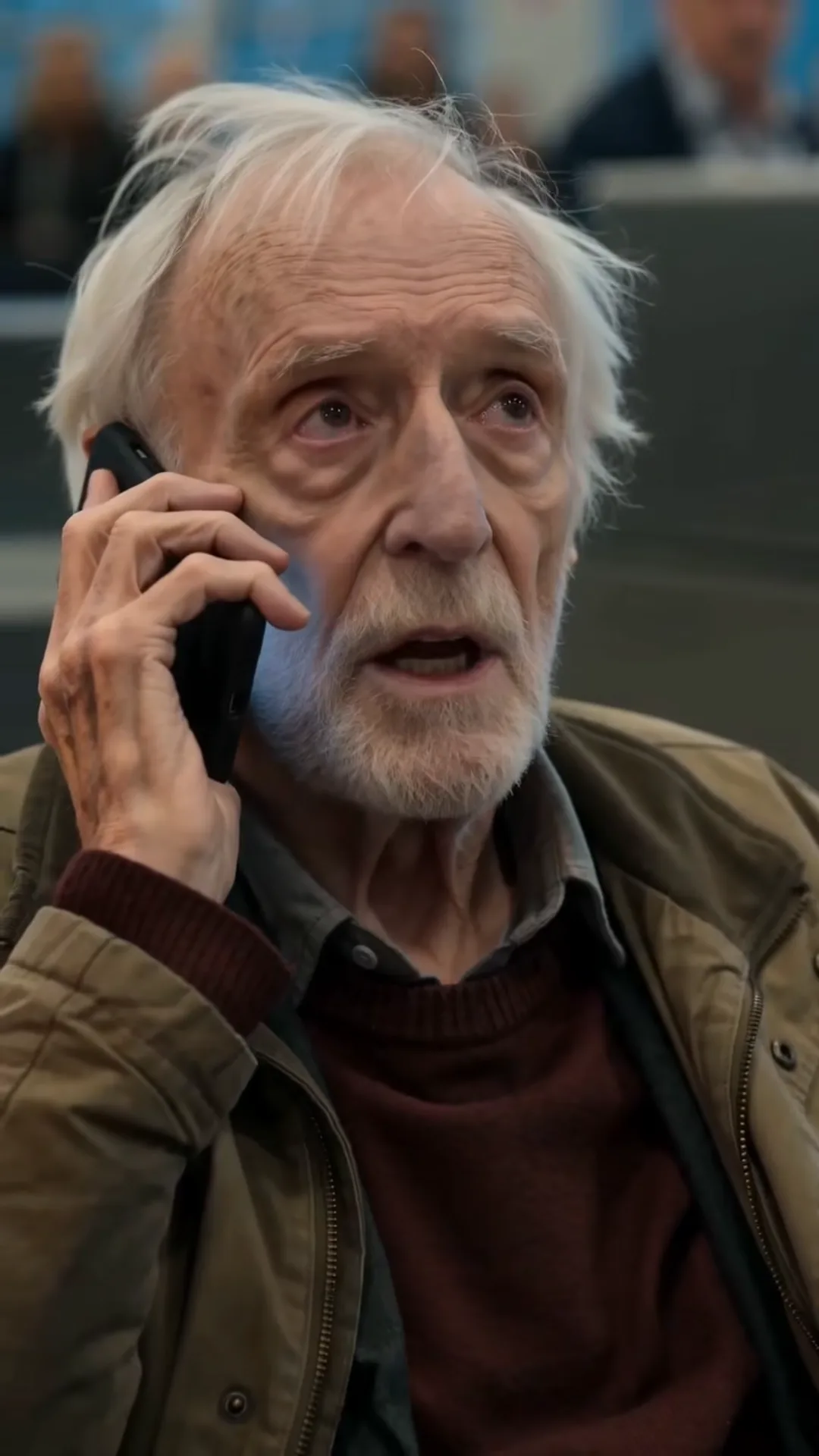Hundreds of people saw the old man hit the airport floor