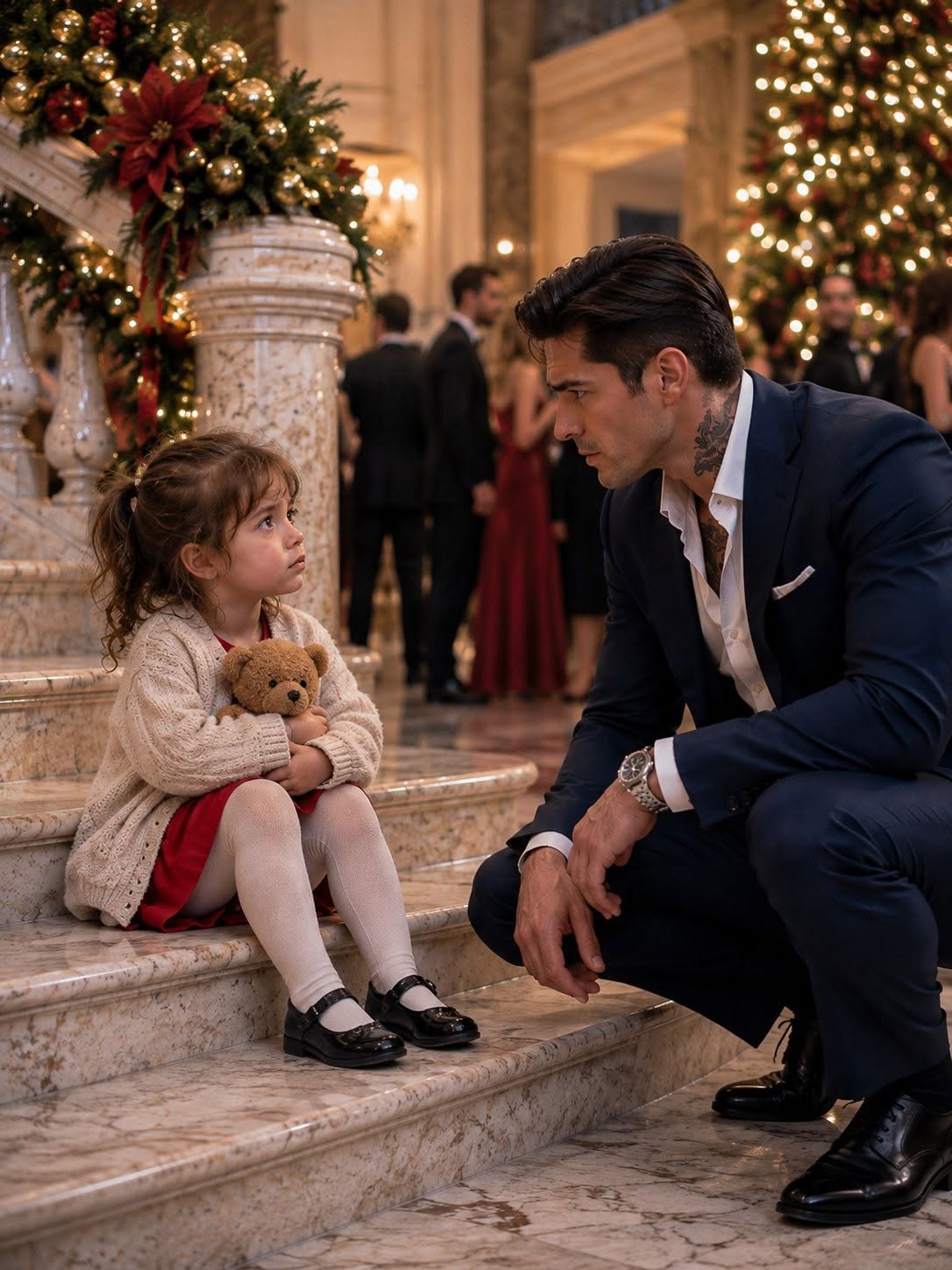 “I’m Waiting for My Mom,” the Maid’s Toddler Whispered Beneath the Christmas Staircase