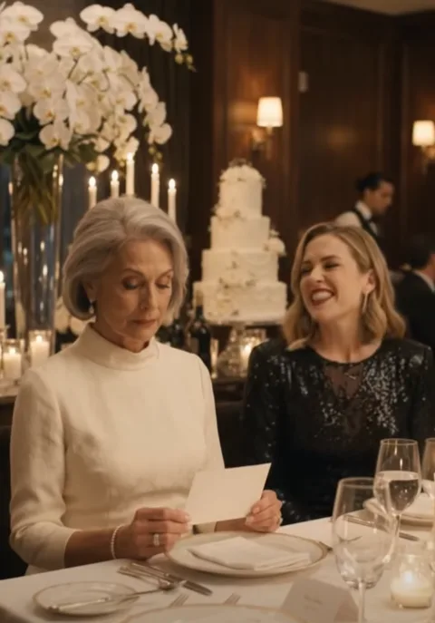 There isn’t a seat for you here,” Amber announced, laughing loudly enough for all fifty guests to hear