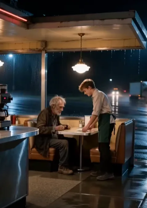 An 18-year-old waiter spent his last twenty-two dollars buying dinner for a broke old man