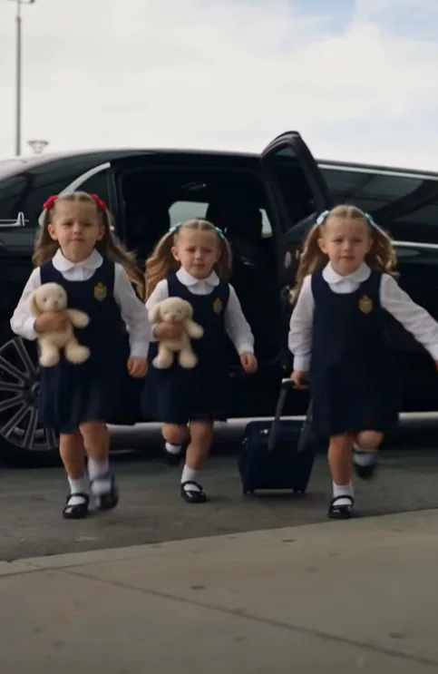 The three little girls ran from the limousine. Grace dropped her handbag and fell to her knees.