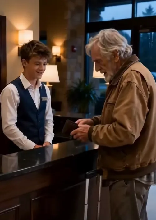 An 18-year-old hotel receptionist was fired on the spot for using his own tip money to give a broke 72-year-old man one room for the night
