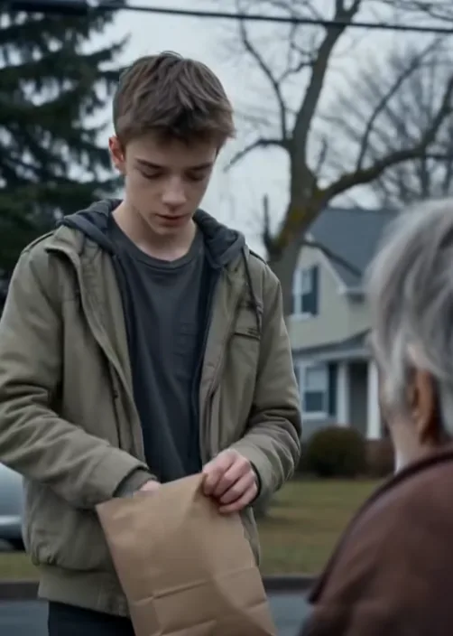 A 16-year-old delivery worker gave away the only sandwich he had to an elderly man shivering alone on a wet park bench