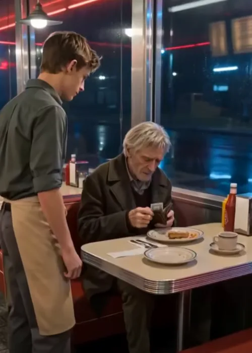 At nearly midnight, a teenage waiter spent the last money in his wallet on a stranger he had never met before.