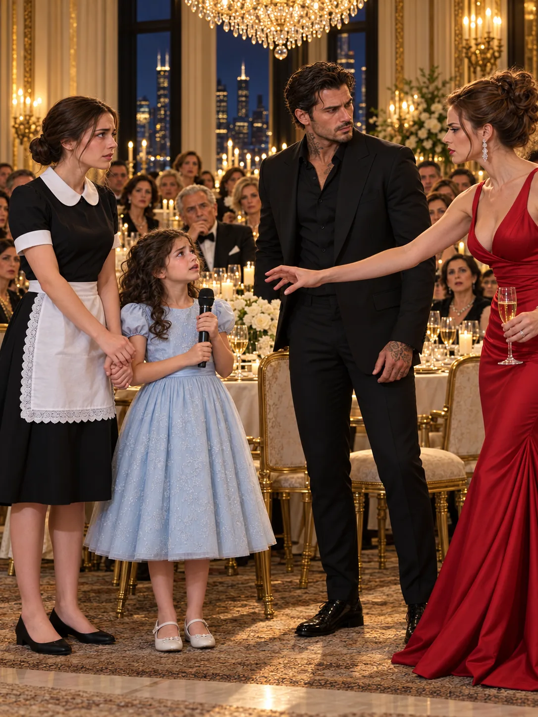 TAKE THAT LITTLE GIRL'S MICROPHONE AWAY, YOU IGNORANT LITTLE MAID! SHE HAS NOTHING IMPORTANT TO SAY!”
