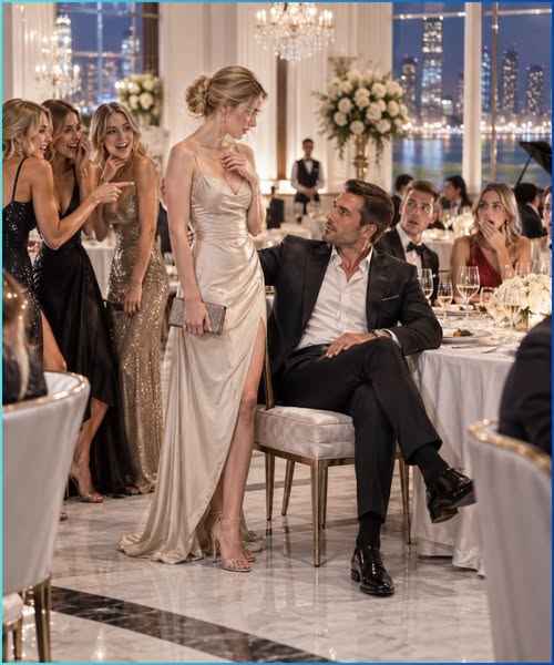 Her friends sent her to a millionaire as a joke, but his reaction made every person at the table stop laughing.