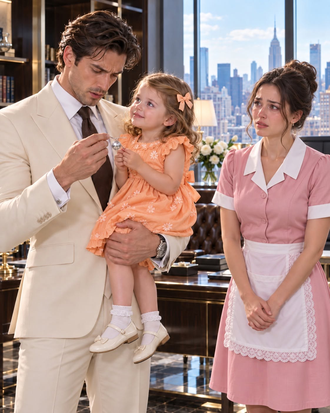 The housekeeper's child crawled into my office—and a medal revealed her true identity and the truth about my family.
