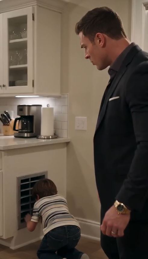 My son was secretly feeding a little girl through our kitchen vent—then she looked at me and called me Dad