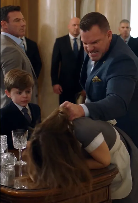 Three-year-old Leo instantly covered his head and crouched behind Emma.