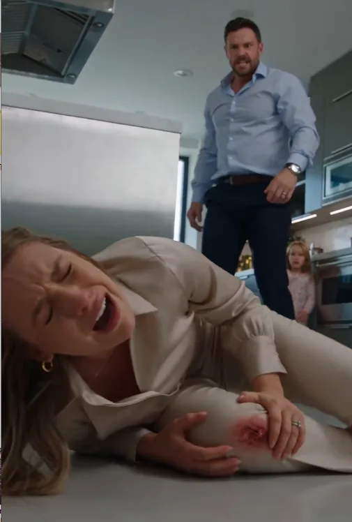 David Bennett shoved Sarah backward into the kitchen island so hard that she collapsed to the floor clutching her leg.
