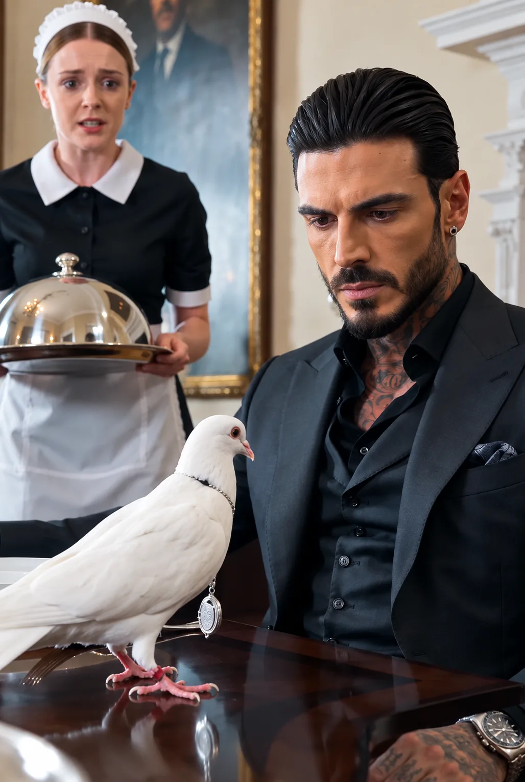 A white dove burst from beneath the silver serving dome meant to cover Salvatore’s dinner.