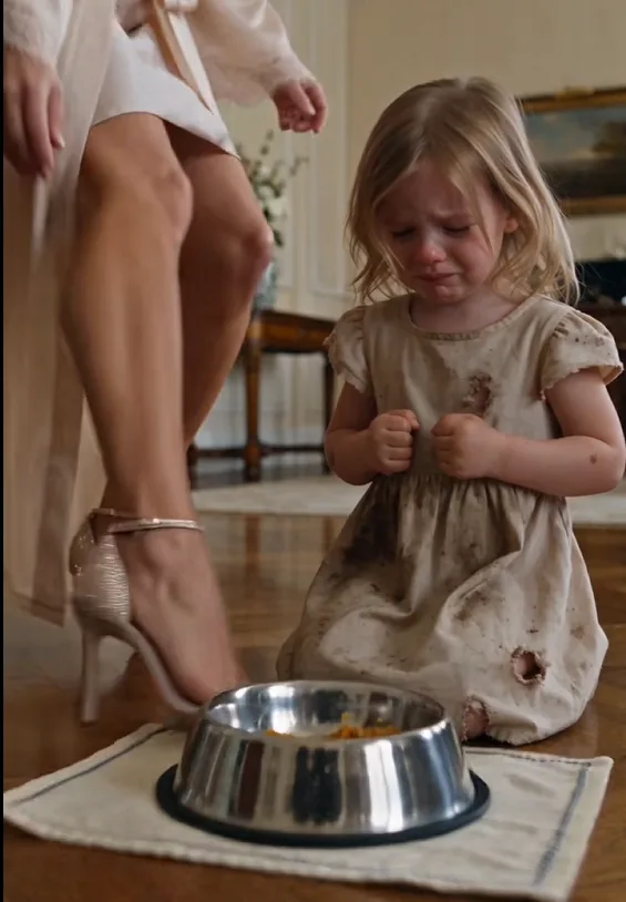 Three-year-old Lucy was kneeling beside a dog bowl filled with leftover breakfast when Vittorio entered the room.