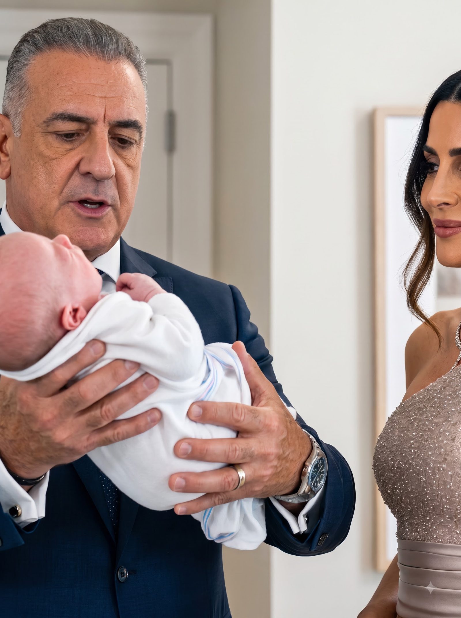 Victor lifted one of Sofia’s newborn triplets from the bassinet and began carrying the crying baby toward Bianca while Julian deliberately moved the bedside call button beyond his exhausted wife’s reach.