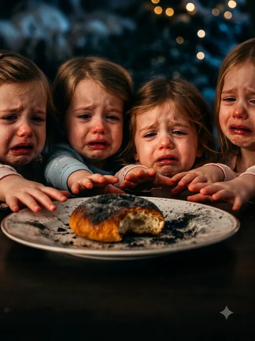 Four three-year-old girls sat barefoot around a dark breakfast table on Christmas Eve with only one plate of moldy bread between them.