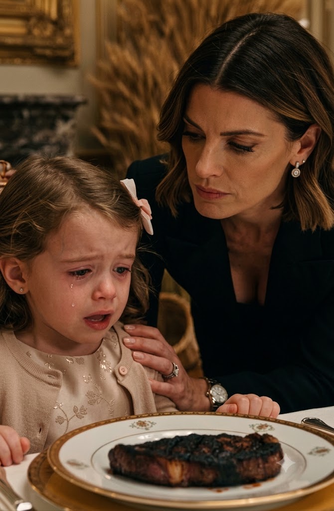 Bellini harvest banquet, three-year-old Lily was served a completely burned steak while another child received a perfect meal.