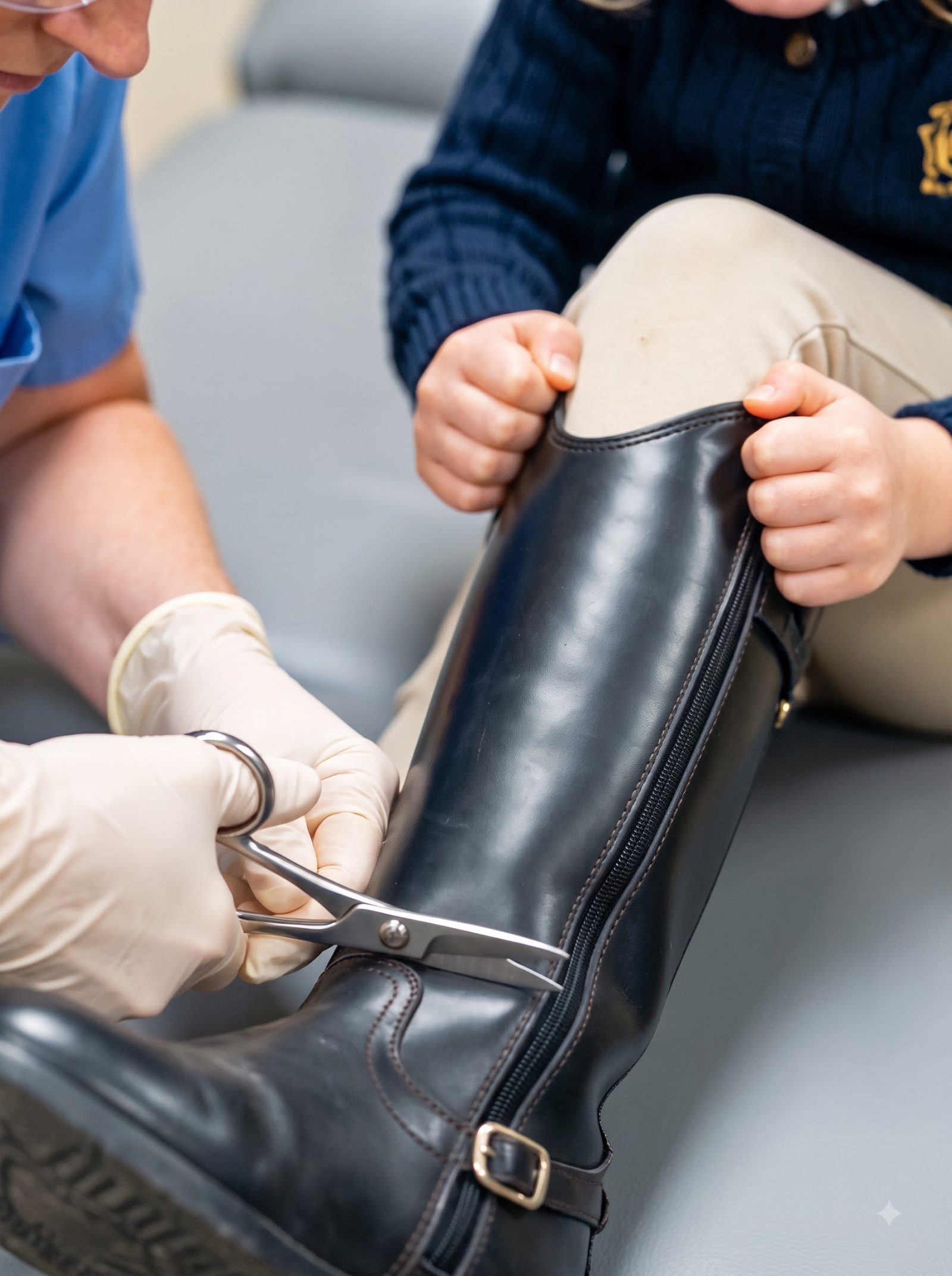 Inside the private medical room of the Bellandi equestrian club, Dr. Emma began cutting open Lily’s rubber riding boot after the three-year-old terrifiedly revealed that something kept moving inside it.