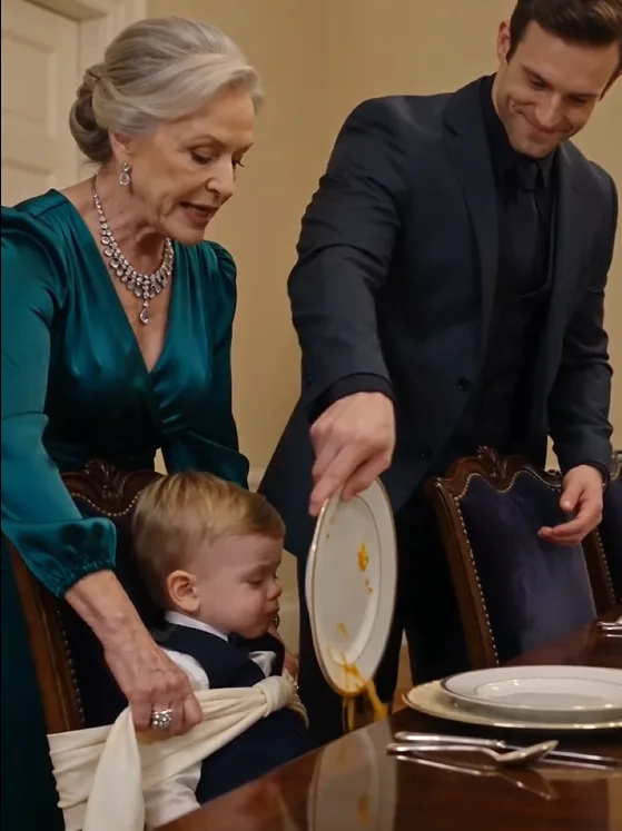 Lavinia Bellaforte tightened the cloth sash around three-year-old Lucas’s waist until the little boy could no longer climb out of the banquet chair.