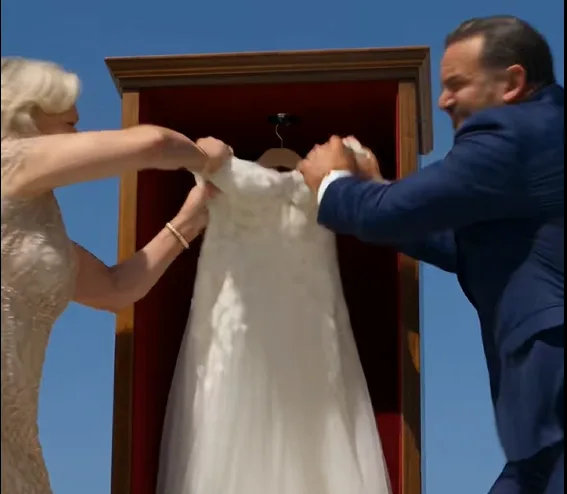 At a private Mafia wedding rehearsal, Celeste and Adrian humiliated Sofia by ripping her late mother’s carefully preserved wedding dress from its presentation box and throwing it into the swimming pool.