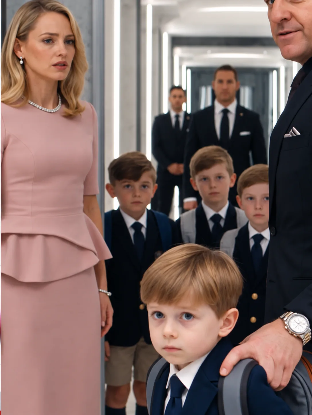 At a private airport, Ellis was preparing to take Noah away from Sabrina while four academy boys stood beside them as if the separation were perfectly normal.