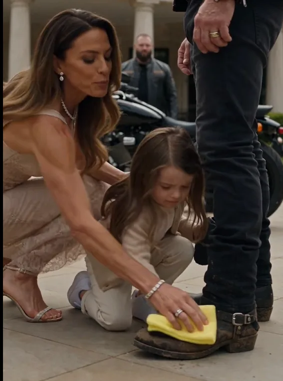 Three-year-old Lily Moretti was forced onto her knees in the middle of her father’s charity motorcycle rally.