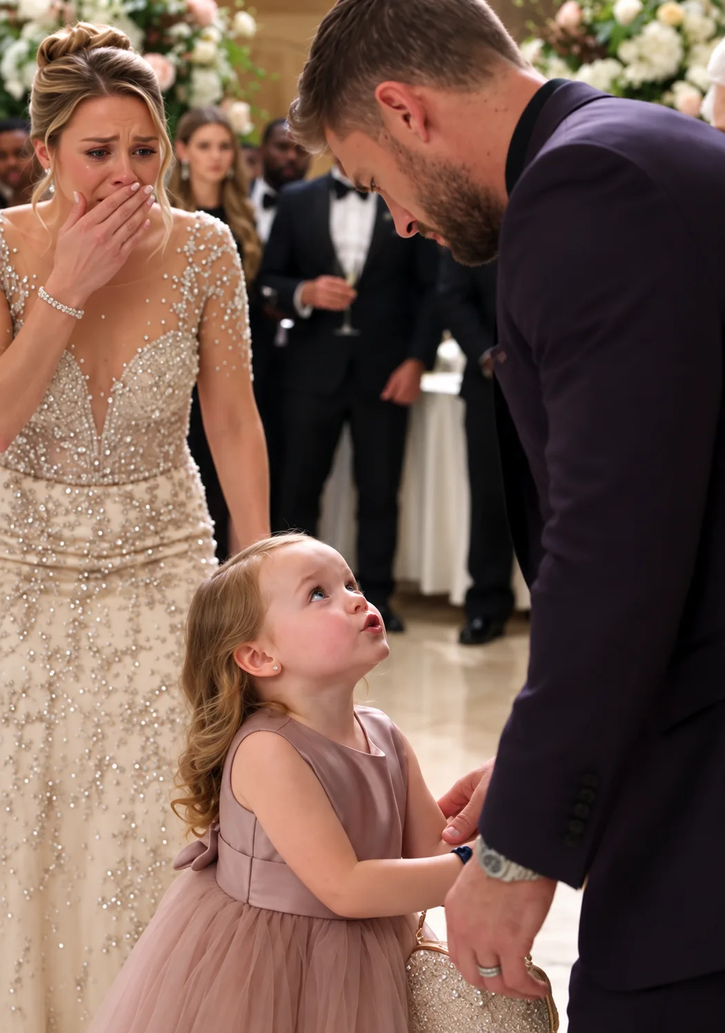 At a crowded Morelli wedding, a three-year-old girl suddenly ran across the ballroom, wrapped herself around Cassian’s legs, and called him Daddy.