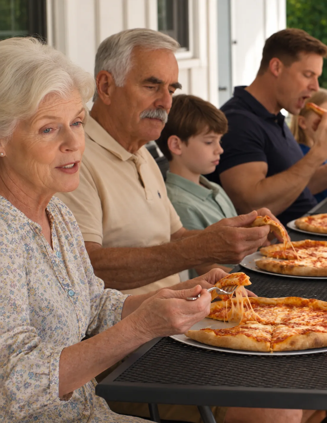 Amelia had been kneeling at the bottom of a drained swimming pool beneath the blazing sun, scrubbing concrete while the rest of her family ate pizza in the shade above her.